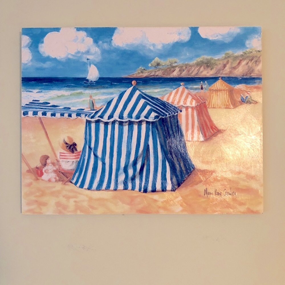 NWOT Mary Kay Crowley At The Beach Wood Wall Plaque Lithograph